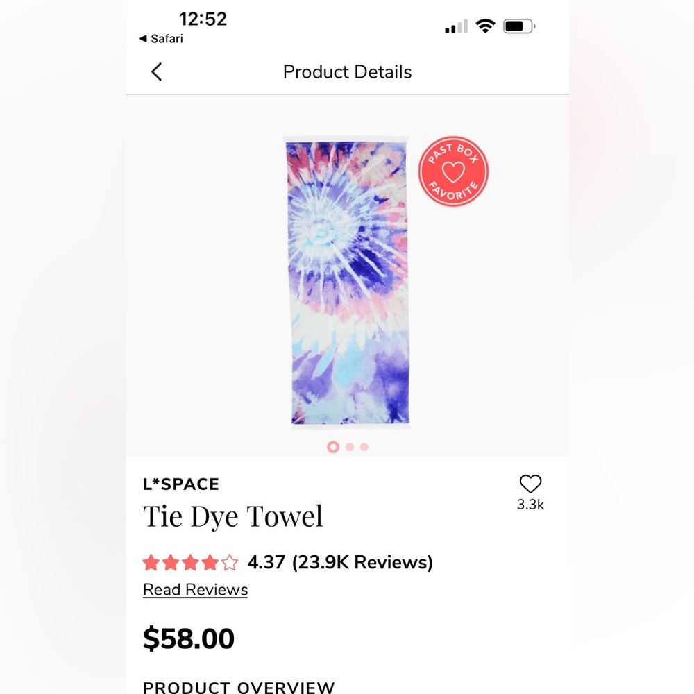 L Space Tie-dyed Beach Towel with Fringe. NEW